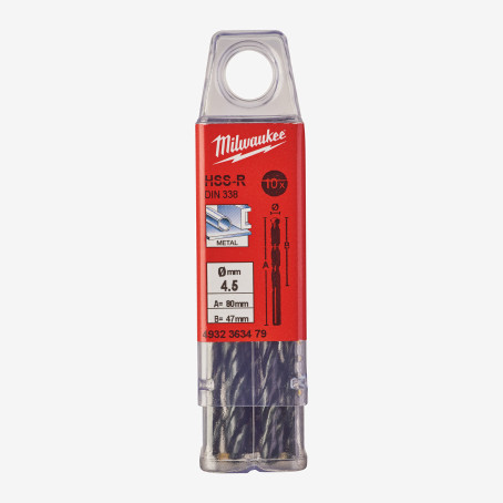 Сверло по металлу HSS-R MILWAUKEE DIN338, Ø4,5мм, (10шт) Сверло по металлу HSS-R MILWAUKEE DIN338, Ø4,5мм, (10шт)