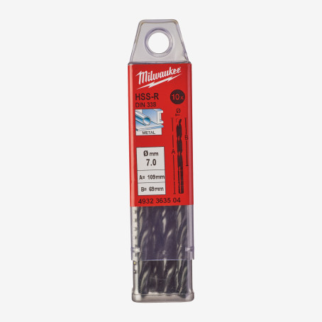 Сверло по металлу HSS-R MILWAUKEE DIN338, Ø7,0мм, (10шт) Сверло по металлу HSS-R MILWAUKEE DIN338, Ø7,0мм, (10шт)
