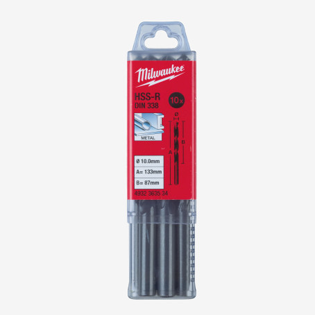 Сверло по металлу HSS-R MILWAUKEE DIN338, Ø10,0мм, (10шт)