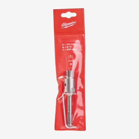 Хвостовик SDS-PLUS для коронок ТСТ (по бетону) MILWAUKEE, 105мм, (різьба М16)