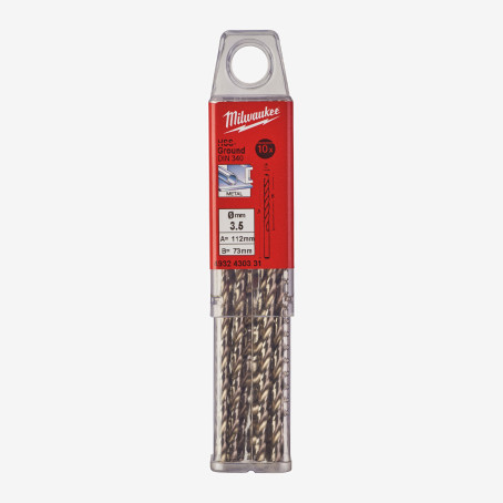 Сверло по металлу HSS-G MILWAUKEE DIN340, Ø3,5x112мм, (10шт) Сверло по металлу HSS-G MILWAUKEE DIN340, Ø3,5x112мм, (10шт)