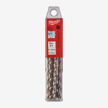 Сверло по металлу HSS-G MILWAUKEE DIN340, Ø6,0х139мм, (10шт)