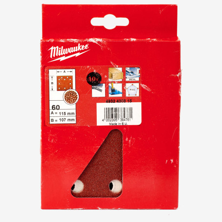 Бумага шлифовальная MILWAUKEE, 115x107мм, зерно 60, (10шт)