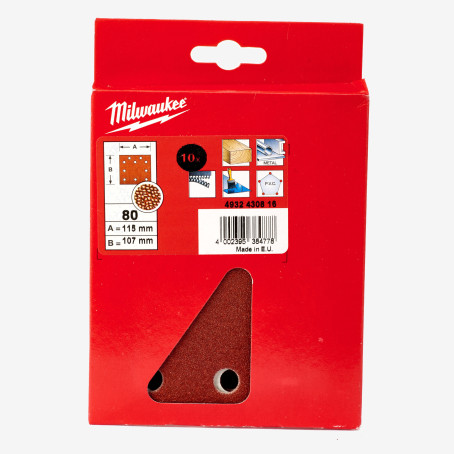 Бумага шлифовальная MILWAUKEE, 115x107мм, зерно 80, (10шт)