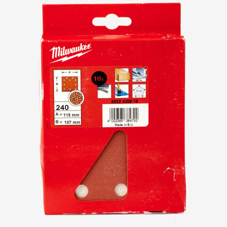 Бумага шлифовальная MILWAUKEE, 115x107мм, зерно 240, (10шт)