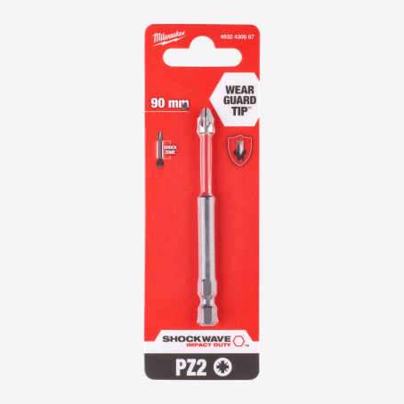 Бита SHOCKWAVE MILWAUKEE, PZ2, 90мм (1шт)