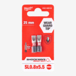 Біта SHOCKWAVE MILWAUKEE, SL0,8x5,5, 25мм, (2шт) Біта SHOCKWAVE MILWAUKEE, SL0,8x5,5, 25мм, (2шт)