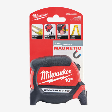 Рулетка магнитная PREMIUM MILWAUKEE, 10м, (27мм) Рулетка магнитная PREMIUM MILWAUKEE, 10м, (27мм)
