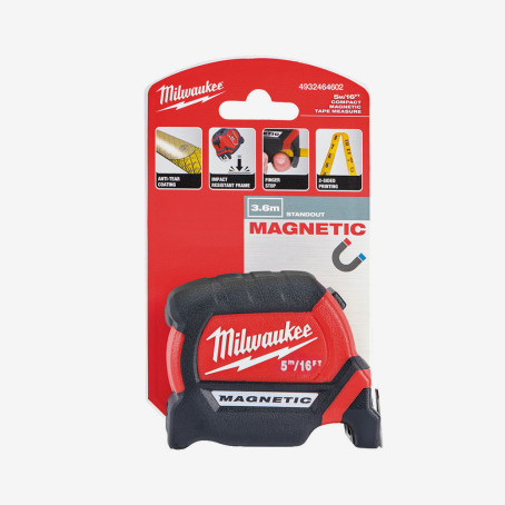 Рулетка магнитная PREMIUM MILWAUKEE, 5м/16фт, (27мм) Рулетка магнитная PREMIUM MILWAUKEE, 5м/16фт, (27мм)