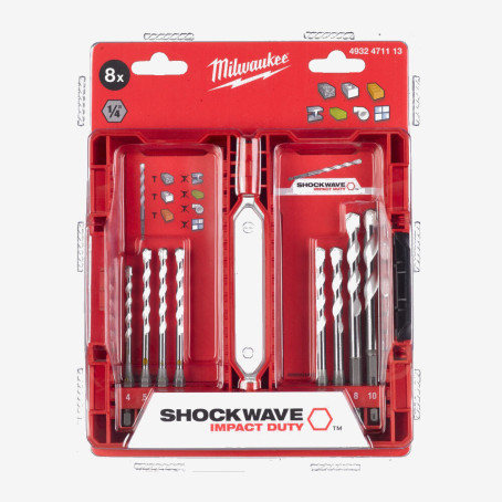 Універсальні свердла Multi Material Shockwave діам. 4 - 10 мм Milwaukee, хвостовик 1/4
