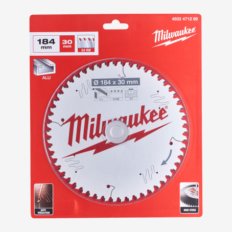 Диск пильный Alu PFTE MILWAUKEE, Ø184х30х2, 4мм, 54 зуб.