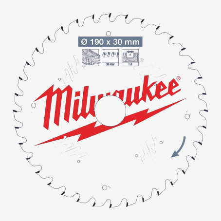 Диск пильный PFTE THIN KERF MILWAUKEE, Ø190х30х1,6мм, 36 зуб. Диск пильный PFTE THIN KERF MILWAUKEE, Ø190х30х1,6мм, 36 зуб.