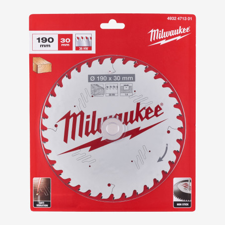Диск пильный PFTE THIN KERF MILWAUKEE, Ø190х30х1,6мм, 36 зуб. Диск пильный PFTE THIN KERF MILWAUKEE, Ø190х30х1,6мм, 36 зуб.