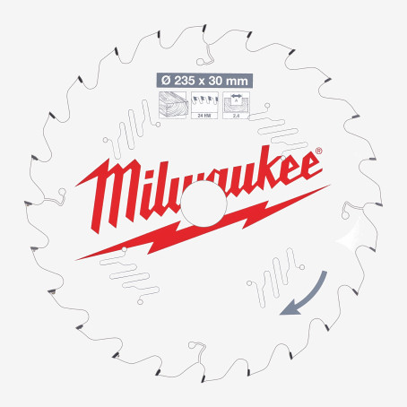 Диск пильный PFTE MILWAUKEE, Ø235х30х2, 4мм, 24 зуб.
