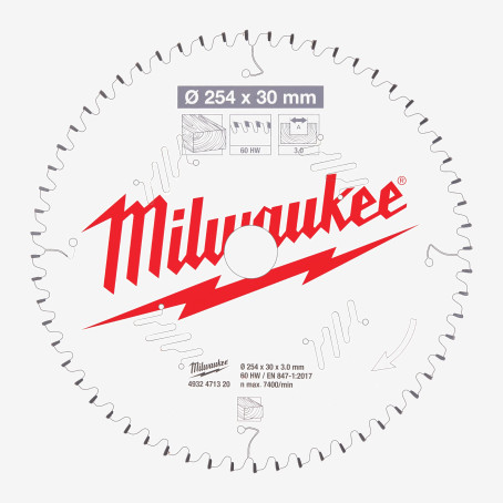 Диск пильный PFTE MILWAUKEE, Ø254x30мм, 60 зуб.