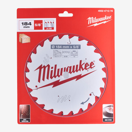 Диск пильный PFTE THIN KERF MILWAUKEE, Ø184х5/8''х1,6мм, 24 зуб.