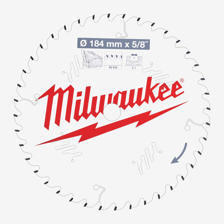 Диск пильный PFTE THIN KERF MILWAUKEE, Ø184х5/8''х2,1мм, 40 зуб.