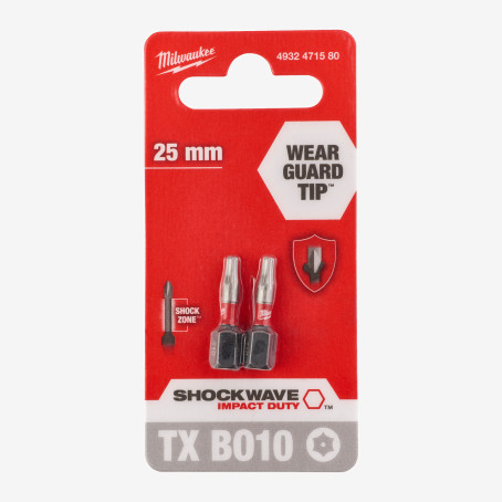 Біта SHOCKWAVE MILWAUKEE, TX BO10, 25мм, (2шт) Біта SHOCKWAVE MILWAUKEE, TX BO10, 25мм, (2шт)