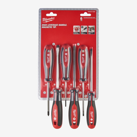 Набір викруток магнітних MILWAUKEE з тригранною рукояткою (PZ1/PZ2/SL3/SL4/SL5.5/SL6.5) (6шт)