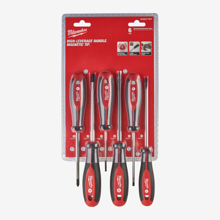 Набір викруток магнітних MILWAUKEE з тригранною рукояткою (PH1/PH2/SL3/SL4/SL5.5/SL6.5) (6шт) 