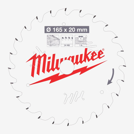 Диск пильный PFTE THIN KERF MILWAUKEE, Ø165х20х1,6мм, 24 зуб. Диск пильный PFTE THIN KERF MILWAUKEE, Ø165х20х1,6мм, 24 зуб.