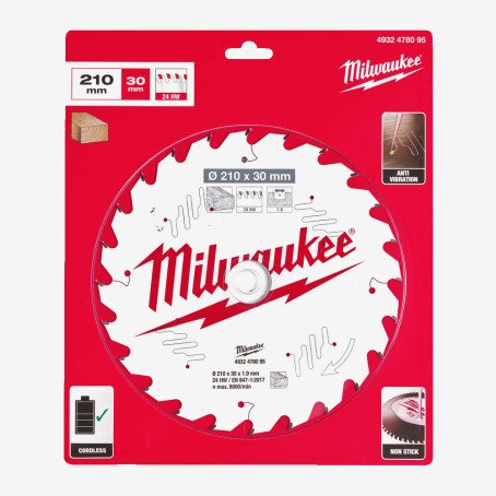 Диск пильный PFTE THIN KERF MILWAUKEE, Ø210х30х1, 9мм, 24 зуб. Диск пильный PFTE THIN KERF MILWAUKEE, Ø210х30х1, 9мм, 24 зуб.