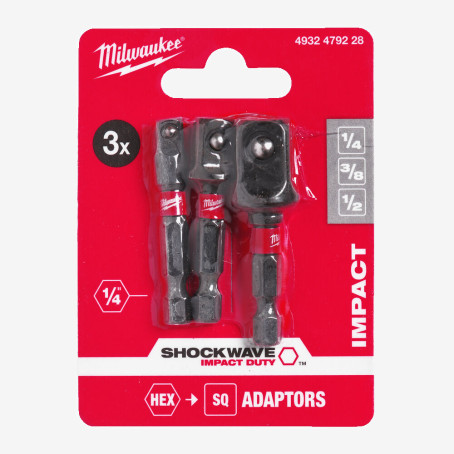 Набір перехідників ShW MILWAUKEE з 1/4''HEX (3шт)