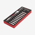 Ложемент з головками хромованими та тріскачкою 1/2'' MILWAUKEE, (28шт.)