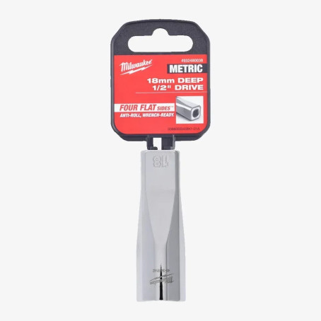 Головка хромированная метрическая удлиненная 1/2'' MILWAUKEE, 18мм