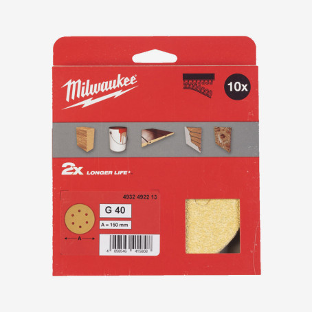 Круг шлифовальный MILWAUKEE HP 6 отв. H&L, Ø150мм, зерно 40, (10шт) Круг шлифовальный MILWAUKEE HP 6 отв. H&L, Ø150мм, зерно 40, (10шт)