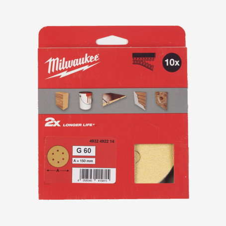 Круг шлифовальный MILWAUKEE HP 6 отв. H&L, Ø150мм, зерно 60, (10шт) Круг шлифовальный MILWAUKEE HP 6 отв. H&L, Ø150мм, зерно 60, (10шт)