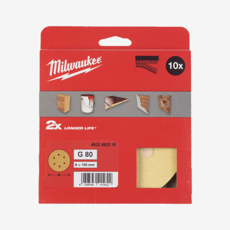 Круг шлифовальный MILWAUKEE HP 6 отв. H&L, Ø150мм, зерно 80, (10шт) Круг шлифовальный MILWAUKEE HP 6 отв. H&L, Ø150мм, зерно 80, (10шт)