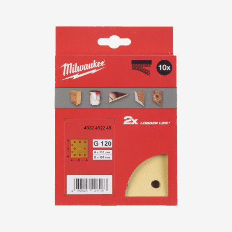 Бумага шлифовальная MILWAUKEE HP 10 отв. H&L, 115х107мм, зерно 120, (10шт) Бумага шлифовальная MILWAUKEE HP 10 отв. H&L, 115х107мм, зерно 120, (10шт)
