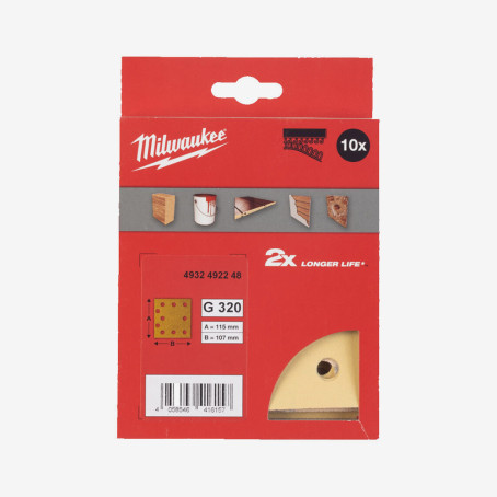 Бумага шлифовальная MILWAUKEE HP 10 отв. H&L, 115х107мм, зерно 320, (10шт) Бумага шлифовальная MILWAUKEE HP 10 отв. H&L, 115х107мм, зерно 320, (10шт)