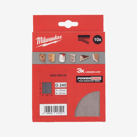 Сетка шлифовальная MILWAUKEE PG Mesh HL, 115х107мм, зерно 240, (10шт)