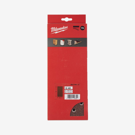 Бумага шлифовальная MILWAUKEE 14 отв. H&L, 115х230мм, зерно 40, (10шт) Бумага шлифовальная MILWAUKEE 14 отв. H&L, 115х230мм, зерно 40, (10шт)