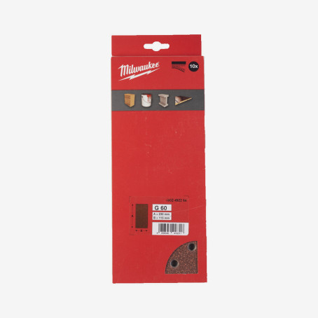Бумага шлифовальная MILWAUKEE 14 отв. H&L, 115х230мм, зерно 60, (10шт) Бумага шлифовальная MILWAUKEE 14 отв. H&L, 115х230мм, зерно 60, (10шт)