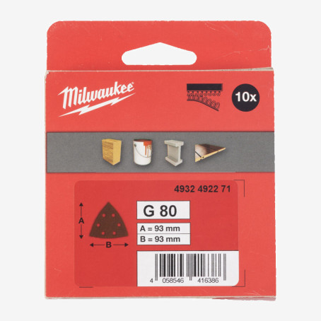 Бумага шлифовальная MILWAUKEE 6 отв. H&L, 93х93х93мм, зерно 80, (10шт) Бумага шлифовальная MILWAUKEE 6 отв. H&L, 93х93х93мм, зерно 80, (10шт)
