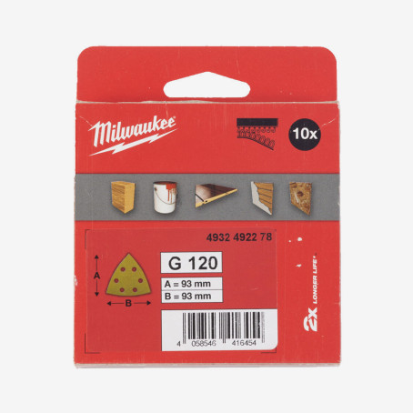 Бумага шлифовальная MILWAUKEE HP 6 отв. H&L, 93х93х93мм, зерно 120, (10шт) Бумага шлифовальная MILWAUKEE HP 6 отв. H&L, 93х93х93мм, зерно 120, (10шт)