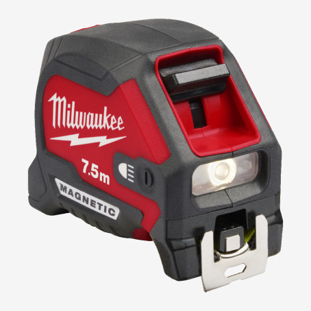 Рулетка магнитная метрическая MILWAUKEE с LED подсветкой, 7,5м, (30мм)