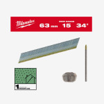 Гвозди гальванизированные финишные 15G MILWAUKEE с D-образной шляпкой, 34°/63мм / G / SC1, (2500шт)