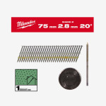 Гвозди реечные MILWAUKEE с круглой головкой, 20°/75мм / RS / B / SC1 (1750шт)