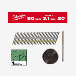 Гвозди реечные MILWAUKEE с круглой головкой, 20°/80мм / RS / B / SC1 (1750шт) Гвозди реечные MILWAUKEE с круглой головкой, 20°/80мм / RS / B / SC1 (1750шт)