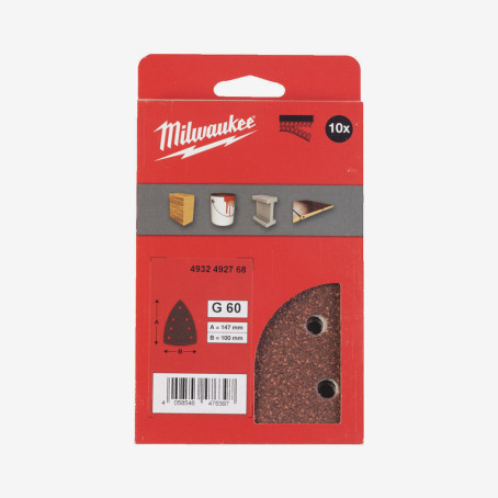Бумага шлифовальная MILWAUKEE 7 отв. H&L, 100х147х147мм, зерно 60, (10шт) Бумага шлифовальная MILWAUKEE 7 отв. H&L, 100х147х147мм, зерно 60, (10шт)