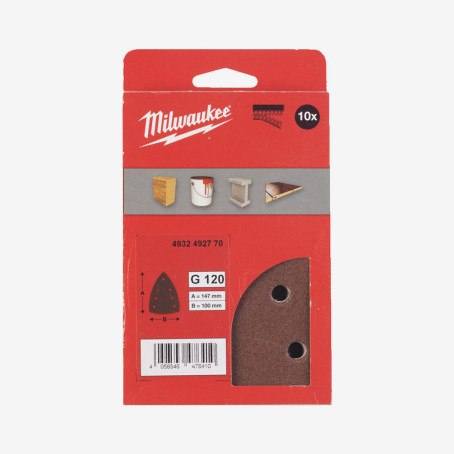 Бумага шлифовальная MILWAUKEE 7 отв. H&L, 100х147х147мм, зерно 120, (10шт)