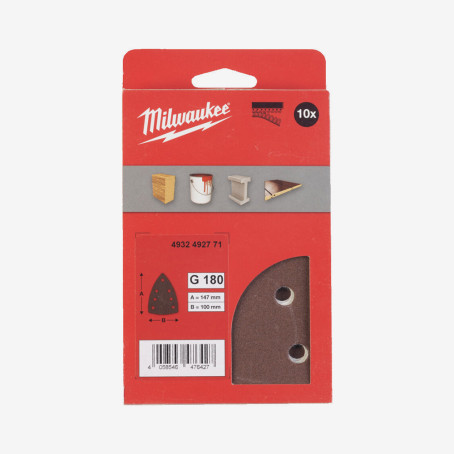 Бумага шлифовальная MILWAUKEE 7 отв. H&L, 100х147х147мм, зерно 180, (10шт)
