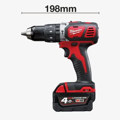 Дриль-шурупокрут з ударом акумуляторний MILWAUKEE, M18 BPD-202X, 50Нм (+зар.пр., 2ак.Х 2Аг, HDкейс)