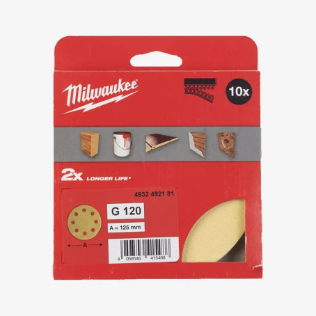 Круг шлифовальный MILWAUKEE HP 8 отв. H&L, Ø125мм, зерно 80, (50шт) Круг шлифовальный MILWAUKEE HP 8 отв. H&L, Ø125мм, зерно 80, (50шт)