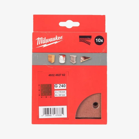 Бумага шлифовальная MILWAUKEE 10 отв. H&L, 115х107мм, зерно 240, (10шт)