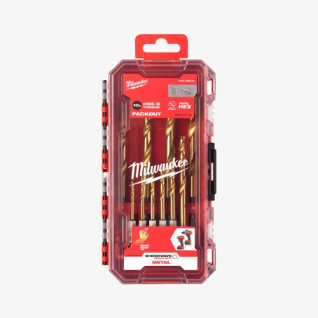 Набор сверл по металлу PACKOUT RedHEX HSS-G TiN MILWAUKEE, (10шт)